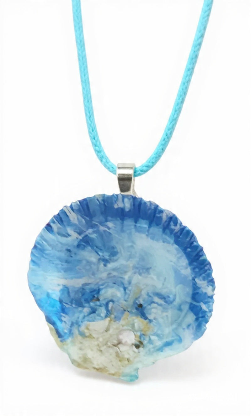Ocean Swirl Blue Resin Shell Necklace
