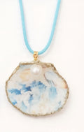 Blue Hydrangea Pearl Shell Necklace