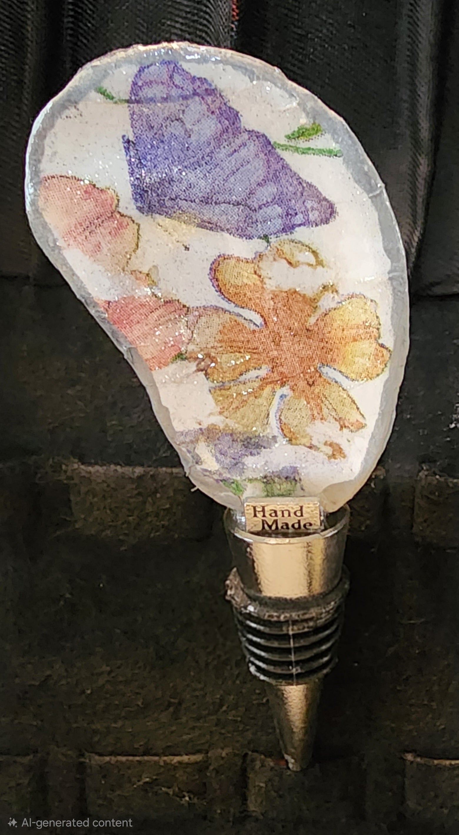 Coastal Bloom Wine Stopper | Handmade Shell Art