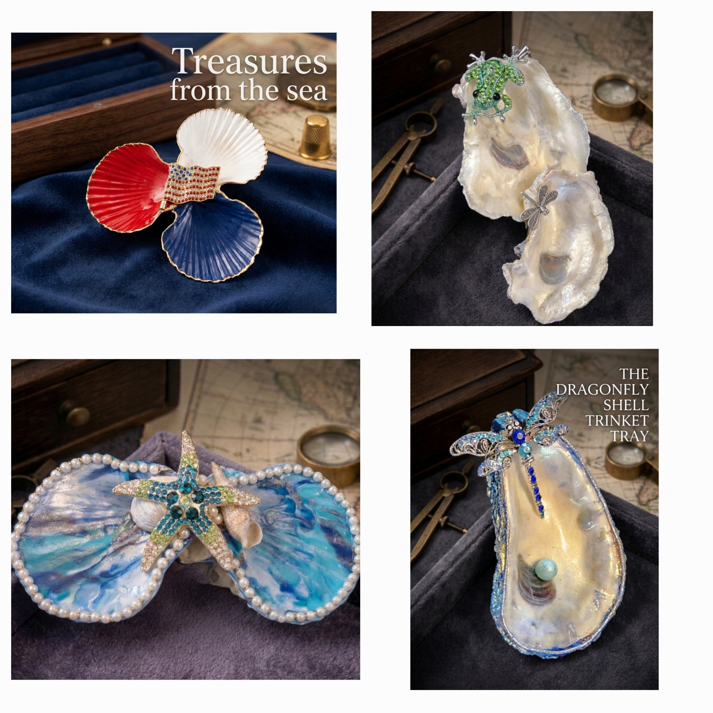 Artisanal Oyster & Scallop Shell Trinket Trays - Handcrafted