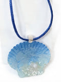 Ocean Wave Resin Shell Necklace – Handmade Blue Coastal Pendant on Aqua Cord