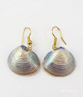 Iridescent Shell Drop Earrings – Handmade Coastal Earrings with Gold Hooks